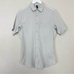 Lululemon Seersucker Button Front Short Sleeve Shirt Light Gray